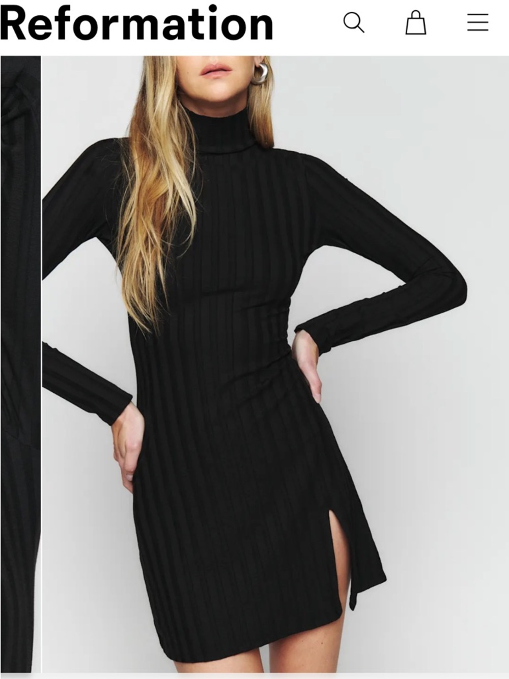 Like new! Reformation Libra Black Ribbed Turtleneck Mini Dress! Size S - Picture 5 of 7